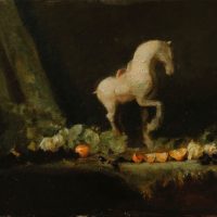 Jacqueline Kamin Tang Horse With Oranges and Roses