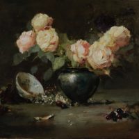 Jacqueline Kamin Garden Roses in Iridescent Bowl